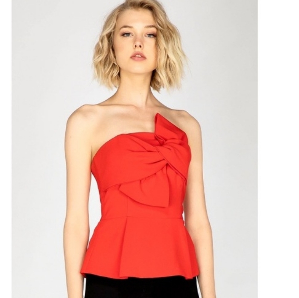 Asymmetrical red tube top